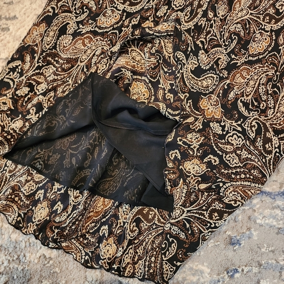 Venezia 100% silk midi dress. Black brown. Size 14/16. Y2K vintage. - Picture 7 of 14